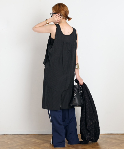 ARCHIVE STANCE(アーカイブスタンス)の「【ARCHIVE STANCE/アーカイブスタンス】washed stripe cupro tank(タンクトップ・レディース・ブラック・FREE)」の9枚目の写真