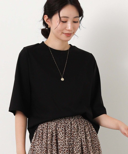 Gready Brilliant（グレディブリリアン）の「シルケットコットンクルー５分袖（Tシャツ/カットソー・レディース・ラベンダー/ブラック/オフホワイト・FREE）」の2枚目の写真