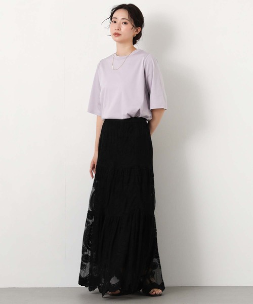 Gready Brilliant（グレディブリリアン）の「シルケットコットンクルー５分袖（Tシャツ/カットソー・レディース・ラベンダー/ブラック/オフホワイト・FREE）」の16枚目の写真