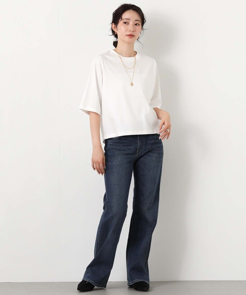 Gready Brilliant（グレディブリリアン）の「シルケットコットンクルー５分袖（Tシャツ/カットソー・レディース・ラベンダー/ブラック/オフホワイト・FREE）」の4枚目の写真