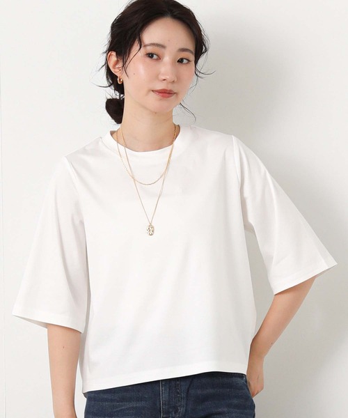 Gready Brilliant（グレディブリリアン）の「シルケットコットンクルー５分袖（Tシャツ/カットソー・レディース・ラベンダー/ブラック/オフホワイト・FREE）」の8枚目の写真