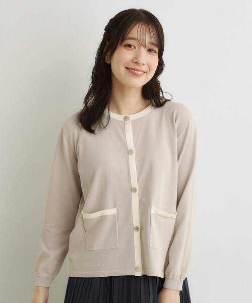 LAURA ASHLEY(ローラアシュレイ)の「【羽織におすすめ!洗える】バイカラーニットカーディガン(カーディガン/ボレロ・レディース・ブラック/ベージュ・40/38)」の7枚目の写真