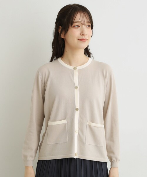 LAURA ASHLEY(ローラアシュレイ)の「【羽織におすすめ!洗える】バイカラーニットカーディガン(カーディガン/ボレロ・レディース・ブラック/ベージュ・40/38)」の11枚目の写真