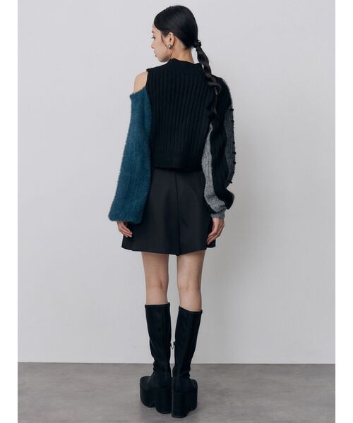 MURUA（ムルーア）の「ラインMIXシャギーショルダーニット（ニット/セーター・レディース・ブラック/ボルドー/アイボリー・FREE）」の16枚目の写真