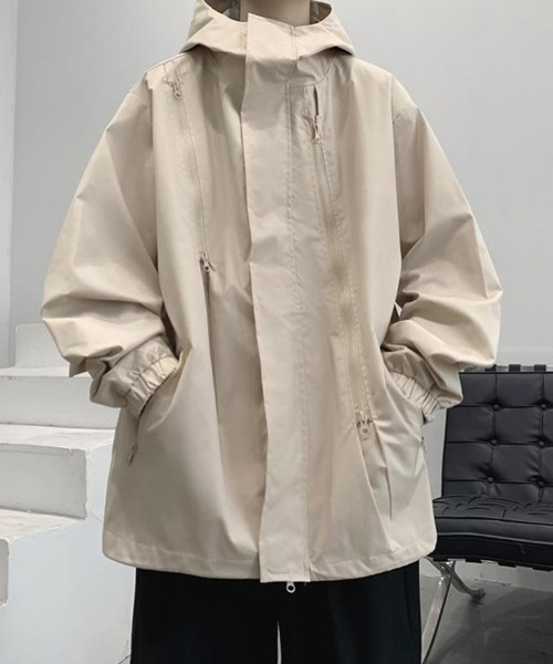 KELVIN(ケルヴァン)の「Tech Hood Long Jacket テックフードロングジャケット(ブルゾン・メンズ・アイボリー/ブラック・MEDIUM/LARGE)」の2枚目の写真
