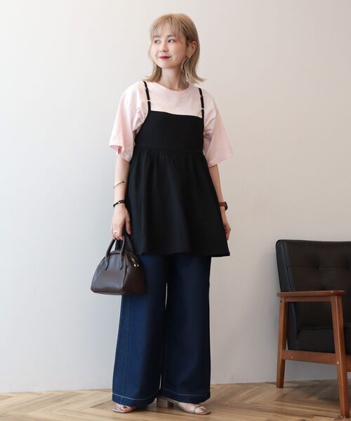 AMERICAN HOLIC(アメリカンホリック)の「【WEB限定】前後2WAYキャミソールチュニック【UVカット・イージーケア】(ベスト・レディース・ブラック/ブラウン・FREE)」の4枚目の写真