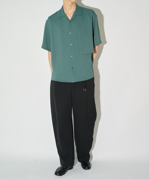 CULLNI(クルニ)の「【CULLNI】別注 Cord pique Drawstring Relaxed Pants / ウォッシャブル / 伸縮素材(スラックス・メンズ・グリーン/グレー/ブラック/ネイビー/ベージュ・1/2)」の8枚目の写真
