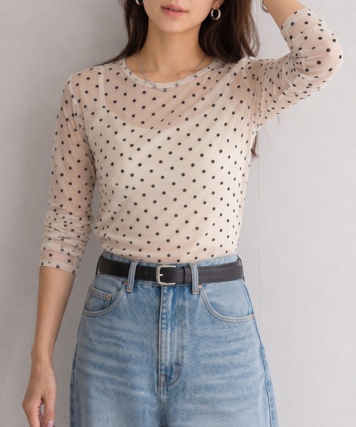 ap retro(アプレトロ)の「フロッキードットシアートップス/長袖Tee(Tシャツ/カットソー・レディース・ブラック/ブラウン/アイボリー・FREE)」の17枚目の写真