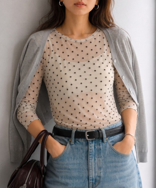 ap retro(アプレトロ)の「フロッキードットシアートップス/長袖Tee(Tシャツ/カットソー・レディース・ブラック/ブラウン/アイボリー・FREE)」の21枚目の写真