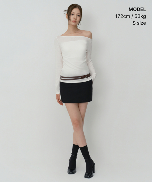 MUSINSA STANDARD WOMAN（ムシンサスタンダードウーマン）の「ウィメンズウールテンセルオフショルダー長袖Tシャツ[アイボリー]（Tシャツ/カットソー・レディース・その他・X-SMALL/SMALL/MEDIUM/LARGE）」の2枚目の写真