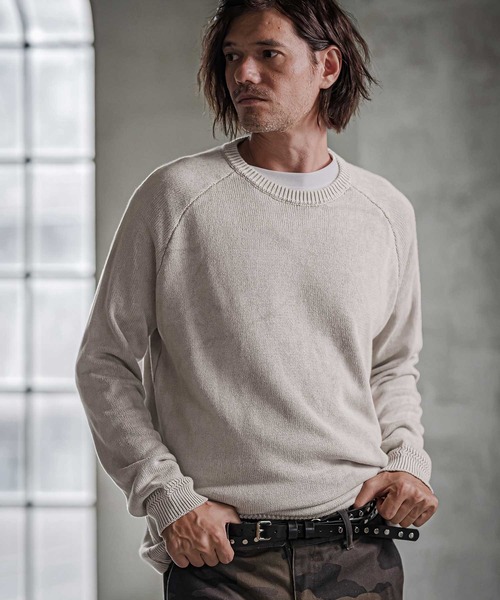 CAMBIO(カンビオ)の「mn3294-Faded Wash Knit Pullover ニットプルオーバー(PF-262-014)(ニット/セーター・メンズ・ブラック/ブルー/マスタード/グレイッシュベージュ・M/L)」の2枚目の写真
