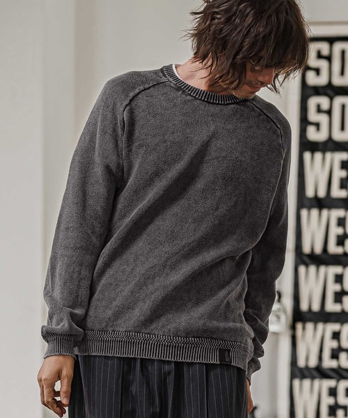 CAMBIO(カンビオ)の「mn3294-Faded Wash Knit Pullover ニットプルオーバー(PF-262-014)(ニット/セーター・メンズ・ブラック/ブルー/マスタード/グレイッシュベージュ・M/L)」の1枚目の写真