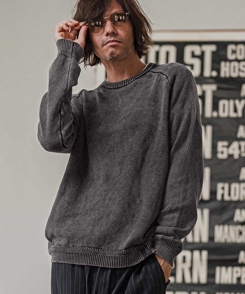 CAMBIO(カンビオ)の「mn3294-Faded Wash Knit Pullover ニットプルオーバー(PF-262-014)(ニット/セーター・メンズ・ブラック/ブルー/マスタード/グレイッシュベージュ・M/L)」の5枚目の写真