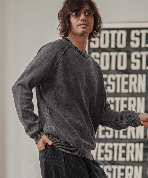 CAMBIO(カンビオ)の「mn3294-Faded Wash Knit Pullover ニットプルオーバー(PF-262-014)(ニット/セーター・メンズ・ブラック/ブルー/マスタード/グレイッシュベージュ・M/L)」の6枚目の写真