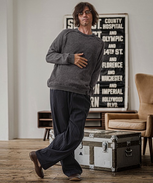 CAMBIO(カンビオ)の「mn3294-Faded Wash Knit Pullover ニットプルオーバー(PF-262-014)(ニット/セーター・メンズ・ブラック/ブルー/マスタード/グレイッシュベージュ・M/L)」の7枚目の写真