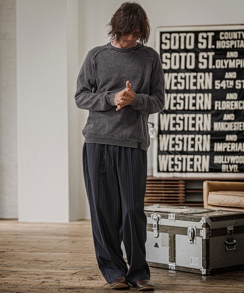 CAMBIO(カンビオ)の「mn3294-Faded Wash Knit Pullover ニットプルオーバー(PF-262-014)(ニット/セーター・メンズ・ブラック/ブルー/マスタード/グレイッシュベージュ・M/L)」の8枚目の写真