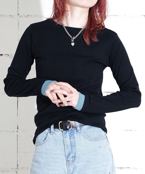 MILLER（ミラー）の「"02"≪Robert P. Miller≫パックT パネルリブ レイヤード 長袖 Tシャツ（Tシャツ/カットソー・レディース・グレー/ブラック/ホワイト系1/ネイビー系1・FREE）」の2枚目の写真