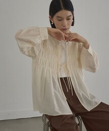 【秋カラー新登場◎/セットアイテム】シアーシャーリングシャツカーデセット