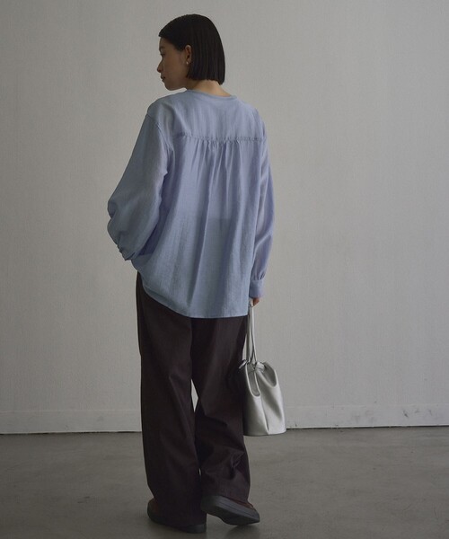 coen（コーエン）の「【秋カラー新登場◎/セットアイテム】シアーシャーリングシャツカーデセット（シャツ/ブラウス・レディース・ブラウン/ダークグレー/ライトブルー/ナチュラル・L/M）」の8枚目の写真