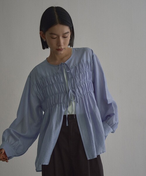 coen（コーエン）の「【秋カラー新登場◎/セットアイテム】シアーシャーリングシャツカーデセット（シャツ/ブラウス・レディース・ブラウン/ダークグレー/ライトブルー/ナチュラル・L/M）」の13枚目の写真