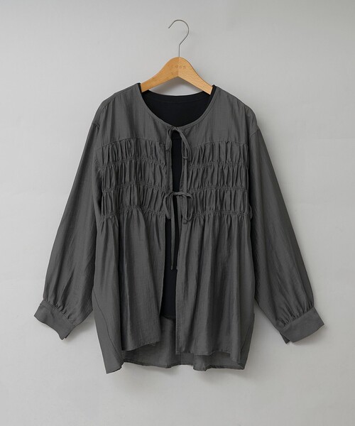coen（コーエン）の「【秋カラー新登場◎/セットアイテム】シアーシャーリングシャツカーデセット（シャツ/ブラウス・レディース・ブラウン/ダークグレー/ライトブルー/ナチュラル・L/M）」の14枚目の写真