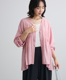 Vネック切替リブドッキングシャツ