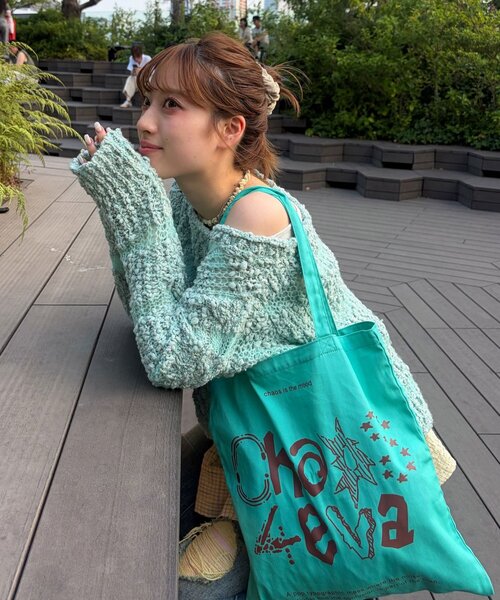 CIAOPANIC(チャオパニック)の「スラブボーダー透かし編みニット(ニット/セーター・レディース・ミント/バーガンディー/アイボリー・ONE SIZE)」の21枚目の写真