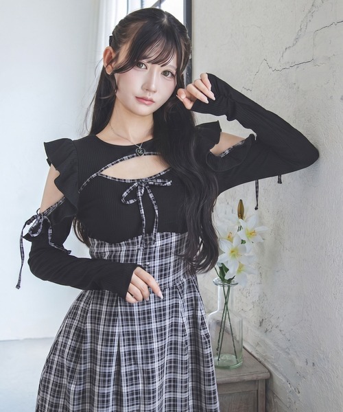 夢展望(ユメテンボウ)の「デコルテオープンドッキングワンピース【大きいサイズあり】(ワンピース・レディース・ブラウン/ブラック・LL~3L/L~LL/M-L)」の20枚目の写真