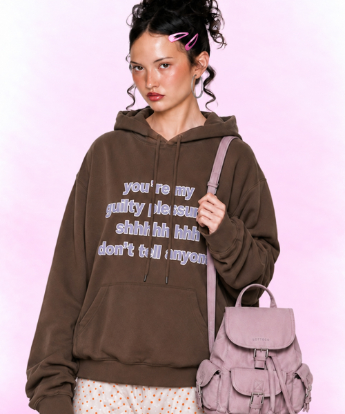 LOTSYOU(ロッツユー)の「LOTSYOU_Dont tell anyone Hoodie Brown(Tシャツ/カットソー・レディース・その他・OS)」の4枚目の写真