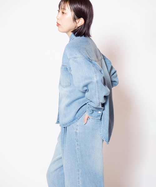 OSMOSIS(オズモーシス)の「セルロースデニムリボンシャツ(シャツ/ブラウス・レディース・ライトブルー/ブラック/ブルー・ONE SIZE)」の21枚目の写真