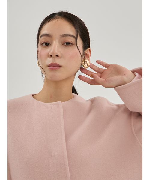 Mila Owen(ミラオーウェン)の「2WAYファーポケットリバーコート(ノーカラージャケット・レディース・チェック/アイボリー/ピンク/チャコールグレー・0/1)」の17枚目の写真