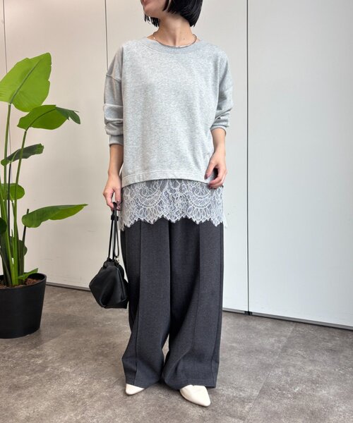 Jena espace merveilleux(ジェナ エスパスメルヴェイユ)の「裾レース裏毛プルオーバー(Tシャツ/カットソー・レディース・ピンク/グレー・FREE)」の7枚目の写真