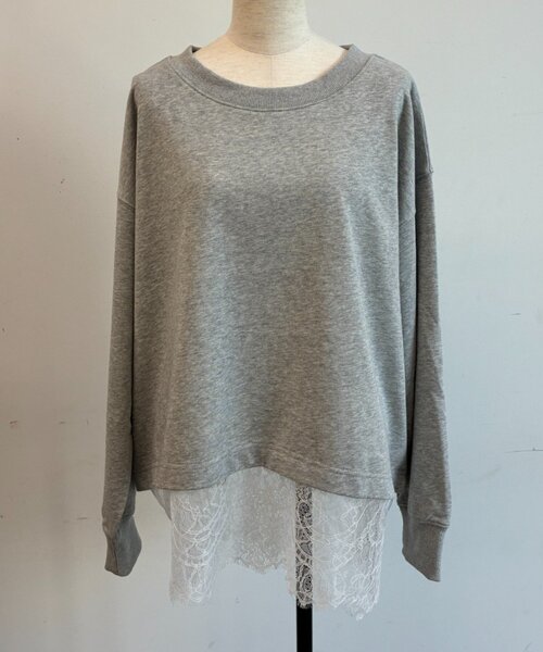 Jena espace merveilleux(ジェナ エスパスメルヴェイユ)の「裾レース裏毛プルオーバー(Tシャツ/カットソー・レディース・ピンク/グレー・FREE)」の10枚目の写真
