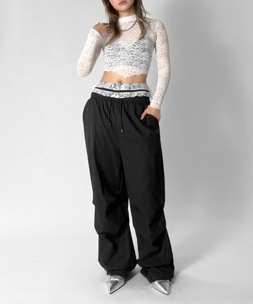 jiasecond.（ジアセカンド）の「【jiasecond.】プチネックレーストップス / トップス 長袖 コンパクト クロップド レース プチネック ホワイト ピンク ブラック ZOZOTOWN限定（その他トップス・レディース・ピンク/ブラック/ホワイト・FREE）」の17枚目の写真