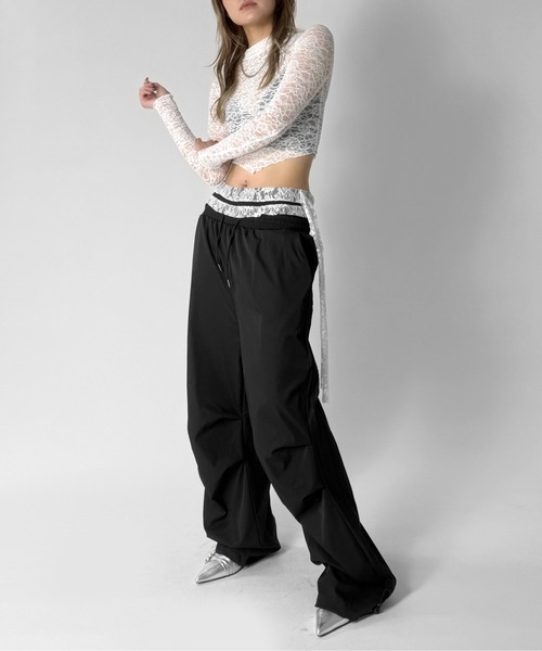 jiasecond.（ジアセカンド）の「【jiasecond.】プチネックレーストップス / トップス 長袖 コンパクト クロップド レース プチネック ホワイト ピンク ブラック ZOZOTOWN限定（その他トップス・レディース・ピンク/ブラック/ホワイト・FREE）」の18枚目の写真