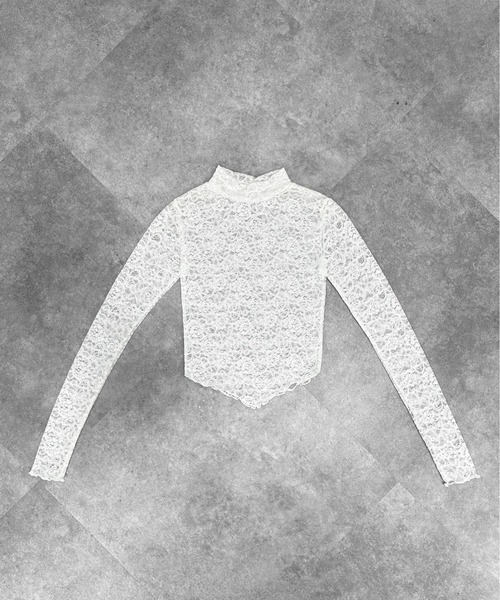 jiasecond.（ジアセカンド）の「【jiasecond.】プチネックレーストップス / トップス 長袖 コンパクト クロップド レース プチネック ホワイト ピンク ブラック ZOZOTOWN限定（その他トップス・レディース・ピンク/ブラック/ホワイト・FREE）」の13枚目の写真