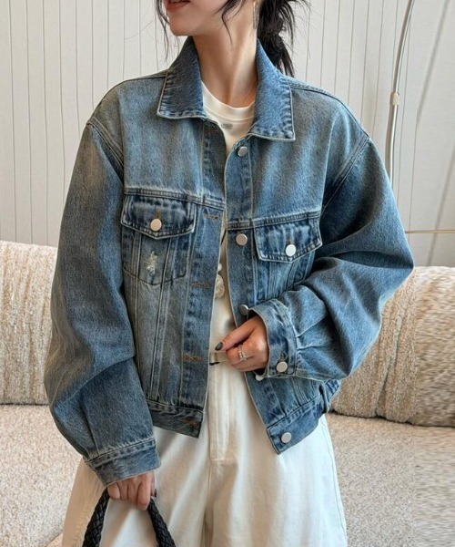 semplice(センプリチェ)の「デニムジャケット【韓国ファッション】(デニムジャケット・レディース・ブルー・XL/L/M/S)」の1枚目の写真