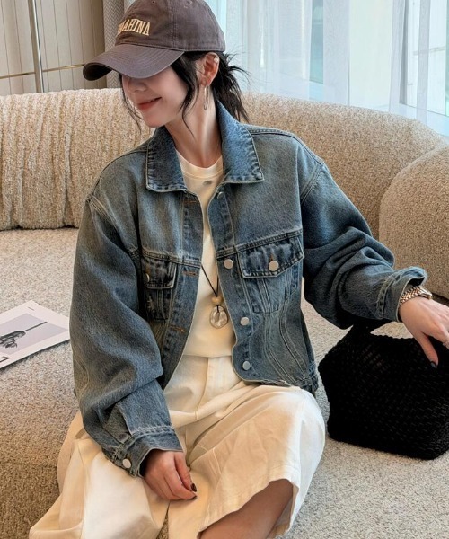 semplice(センプリチェ)の「デニムジャケット【韓国ファッション】(デニムジャケット・レディース・ブルー・XL/L/M/S)」の9枚目の写真
