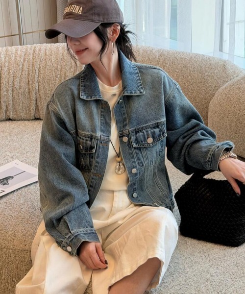 semplice(センプリチェ)の「デニムジャケット【韓国ファッション】(デニムジャケット・レディース・ブルー・XL/L/M/S)」の2枚目の写真
