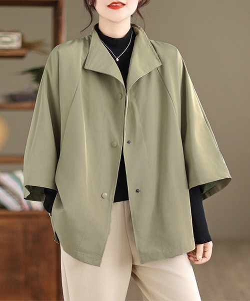 ReRe(リリ)の「変形カラーポンチョ風ライトジャケット(ポンチョ・レディース・ブラック/カーキ・X-LARGE/LARGE)」の16枚目の写真
