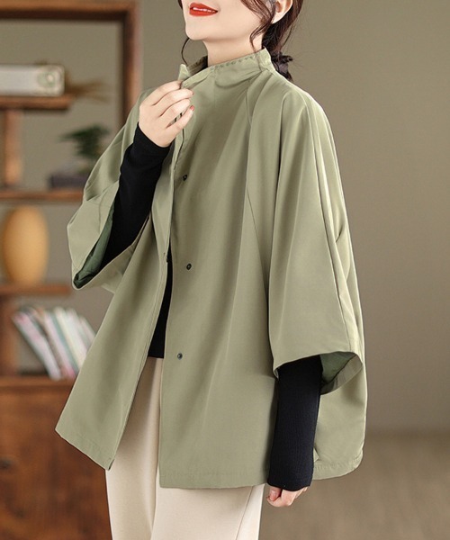 ReRe(リリ)の「変形カラーポンチョ風ライトジャケット(ポンチョ・レディース・ブラック/カーキ・X-LARGE/LARGE)」の17枚目の写真