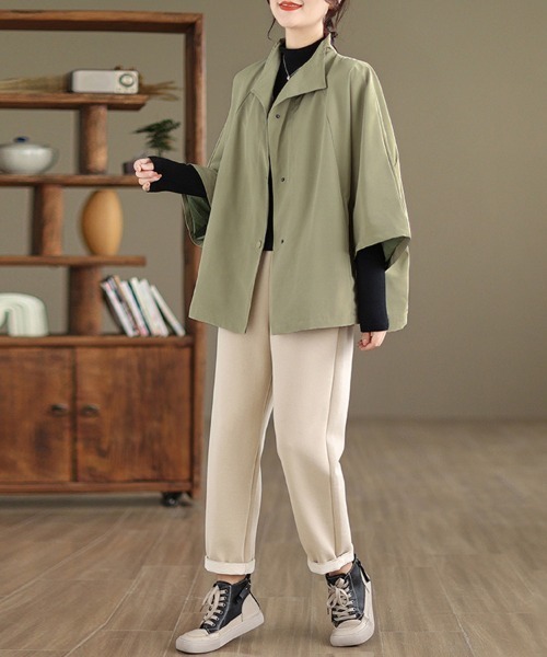 ReRe(リリ)の「変形カラーポンチョ風ライトジャケット(ポンチョ・レディース・ブラック/カーキ・X-LARGE/LARGE)」の20枚目の写真
