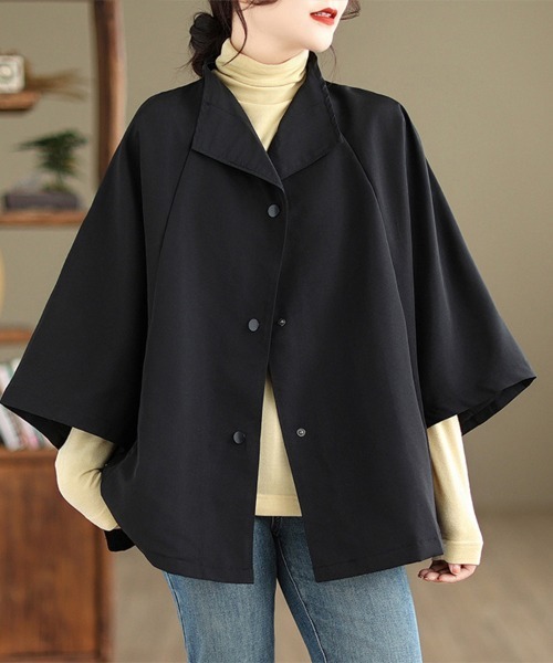 ReRe(リリ)の「変形カラーポンチョ風ライトジャケット(ポンチョ・レディース・ブラック/カーキ・X-LARGE/LARGE)」の21枚目の写真