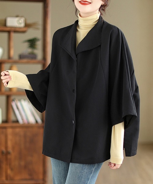 ReRe(リリ)の「変形カラーポンチョ風ライトジャケット(ポンチョ・レディース・ブラック/カーキ・X-LARGE/LARGE)」の14枚目の写真