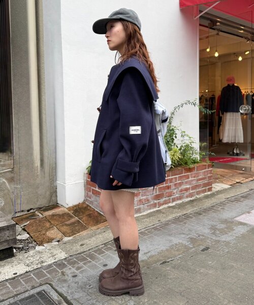 w closet（ダブルクローゼット）の「【今期注目！/チェック柄】BIGカラーダッフルコート（その他アウター・レディース・グレー/ブルー/ネイビー・FREE）」の20枚目の写真