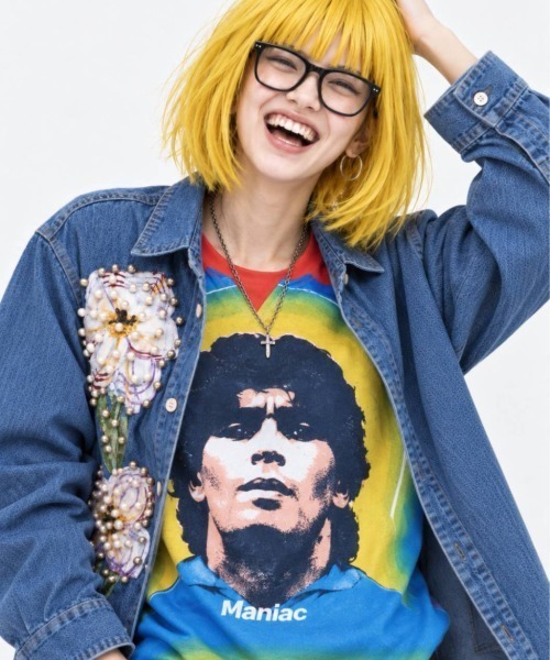 KAMINARI_TOKIO(カミナリトキオ)の「フラワーモチーフパール&ビジュデニムシャツ(シャツ/ブラウス・レディース・ブルー系・FREE)」の13枚目の写真