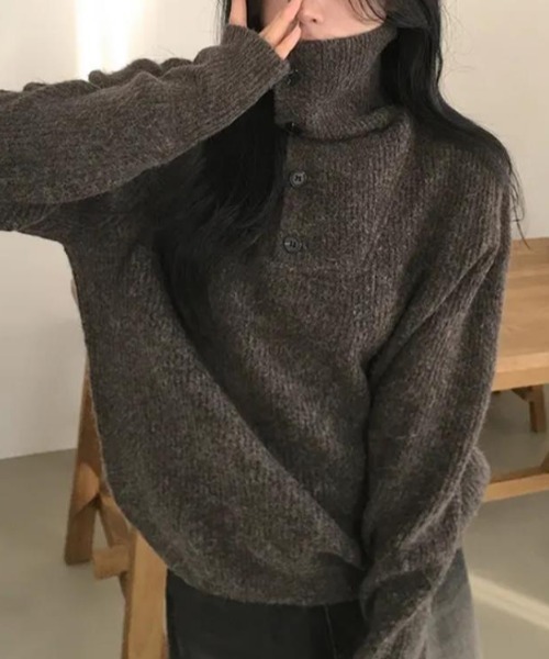semplice（センプリチェ）の「ニット・セーター【韓国ファッション】（ニット/セーター・レディース・グレー/オフホワイト/ブラウン・F）」の4枚目の写真