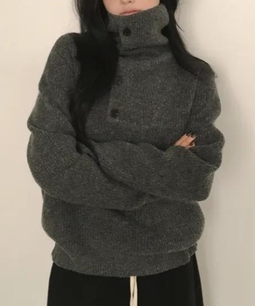 semplice（センプリチェ）の「ニット・セーター【韓国ファッション】（ニット/セーター・レディース・グレー/オフホワイト/ブラウン・F）」の8枚目の写真
