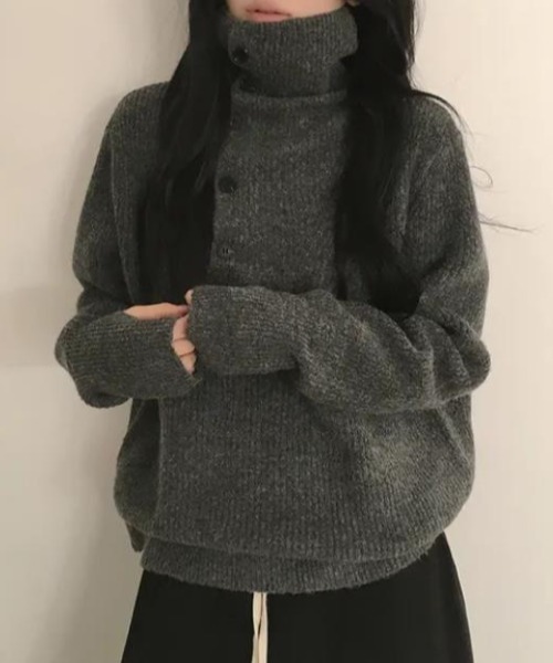 semplice（センプリチェ）の「ニット・セーター【韓国ファッション】（ニット/セーター・レディース・グレー/オフホワイト/ブラウン・F）」の12枚目の写真