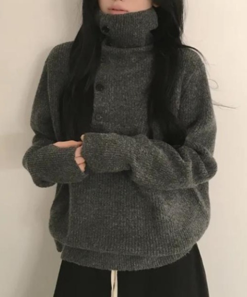 semplice（センプリチェ）の「ニット・セーター【韓国ファッション】（ニット/セーター・レディース・グレー/オフホワイト/ブラウン・F）」の13枚目の写真